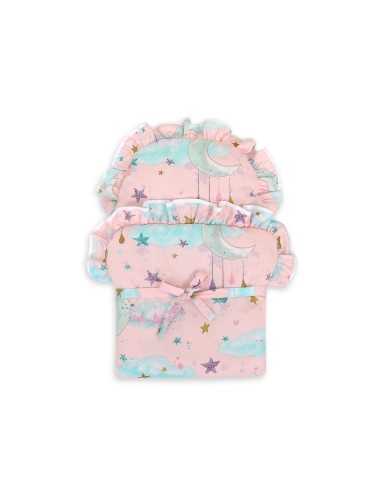 Baby doll swaddling blanket - moons pink