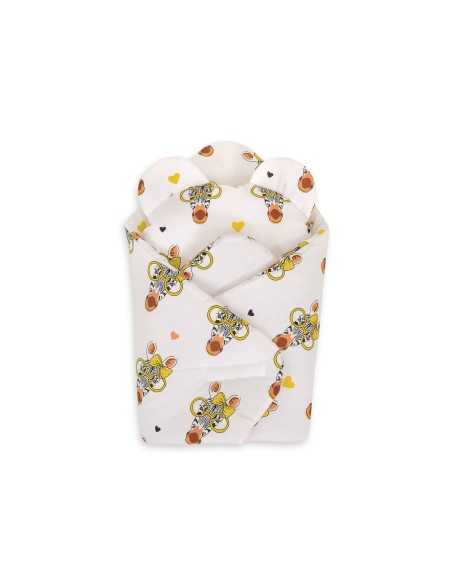 Doll's swaddling cone with pillow - zebra yellow