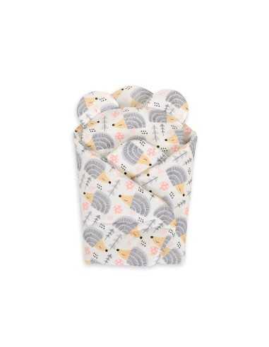 Doll's swaddling cone with pillow - hedgehogs grey