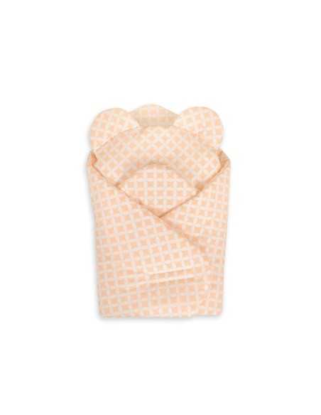 Doll's swaddling cone with pillow - rosette peach