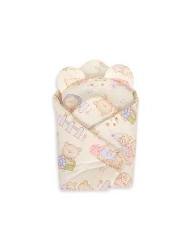 Doll's swaddling cone with pillow - teddy bear family