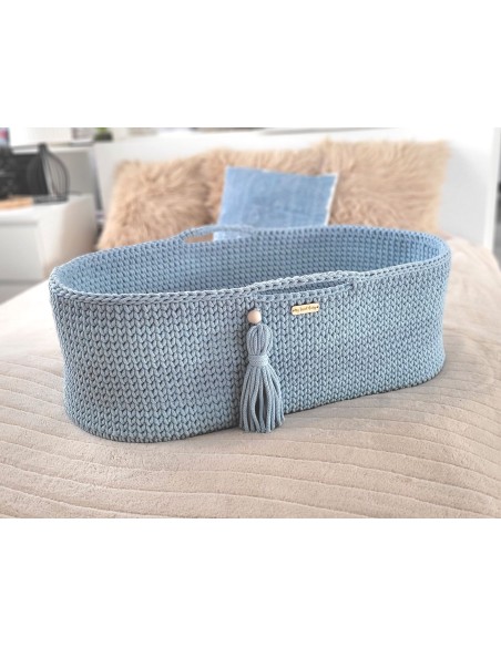 Moses basket BOHO Handmade - misty blue