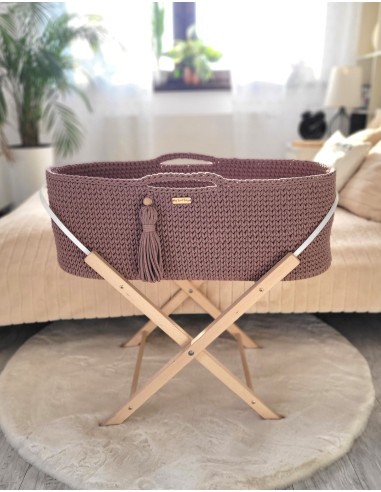 Moses basket BOHO Handmade with stand - mauve