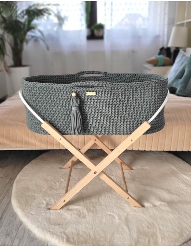 Moses basket BOHO Handmade with stand - laurel