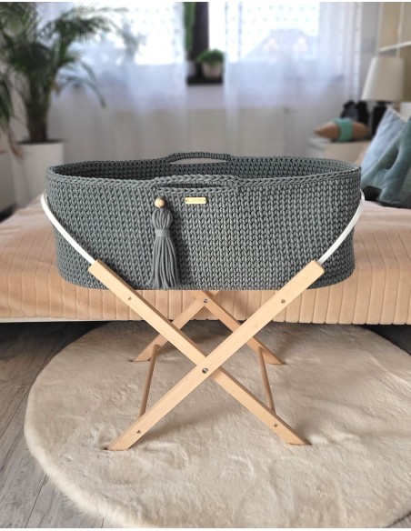 Moses basket BOHO Handmade with stand - laurel