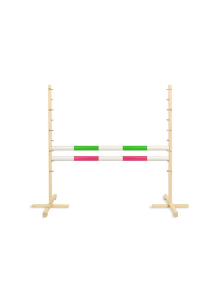 Jumping obstacle for Hobby Horse 120cm, with two beams green and pink