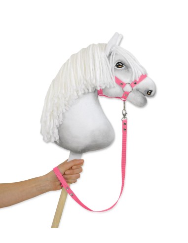 Tether for hobby horse made of webbing tape - pink