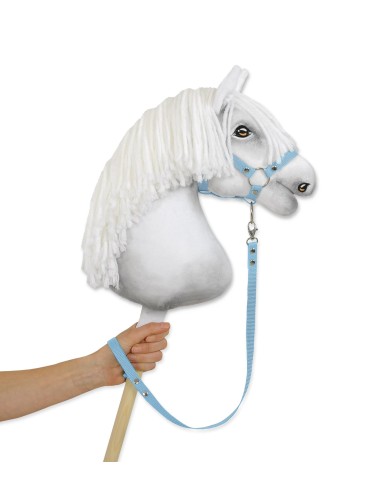 Tether for hobby horse made of webbing tape - light blue