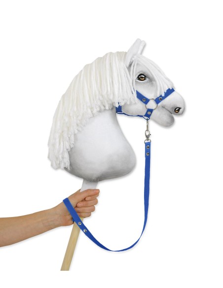 Tether for hobby horse made of webbing tape - blue