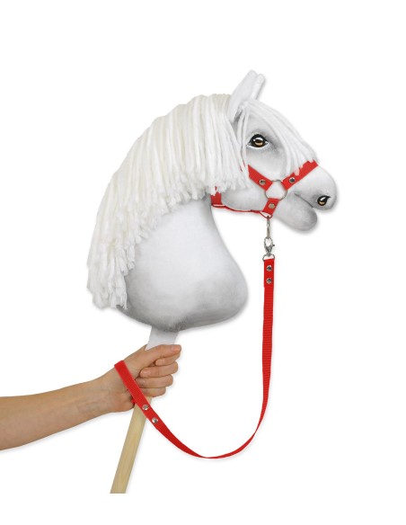 Tether for hobby horse made of webbing tape - red