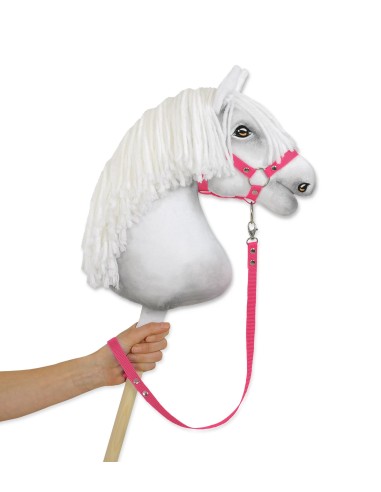 Tether for hobby horse made of webbing tape - dark pink