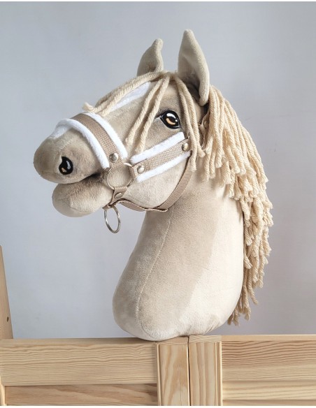 The adjustable halter for Hobby Horse A3 - beige with white furry