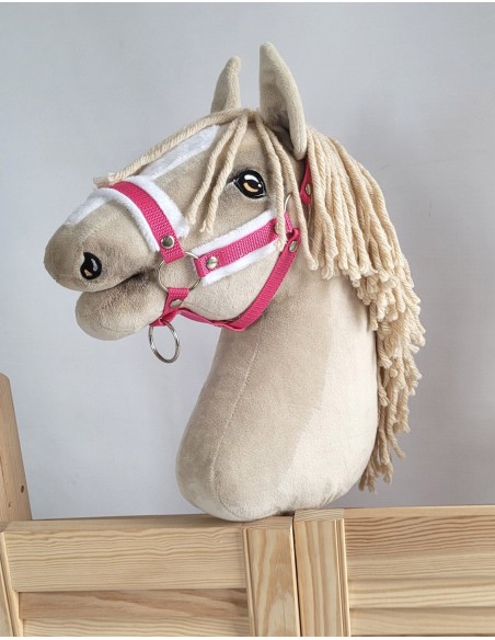 The adjustable halter for Hobby Horse A3 - dark pink with white furry