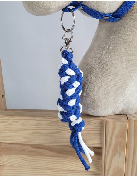 Tether for Hobby Horse made of double-twine cord - white-blue