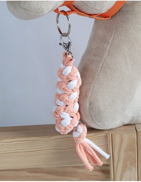 Tether for Hobby Horse made of double-twine cord - white-orange