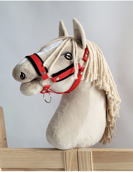 The adjustable halter for Hobby Horse A3 - red with black furry