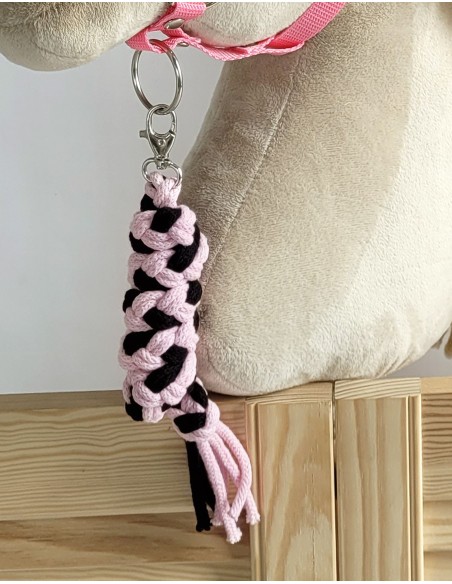 Tether for Hobby Horse made of double-twine cord - black-pink