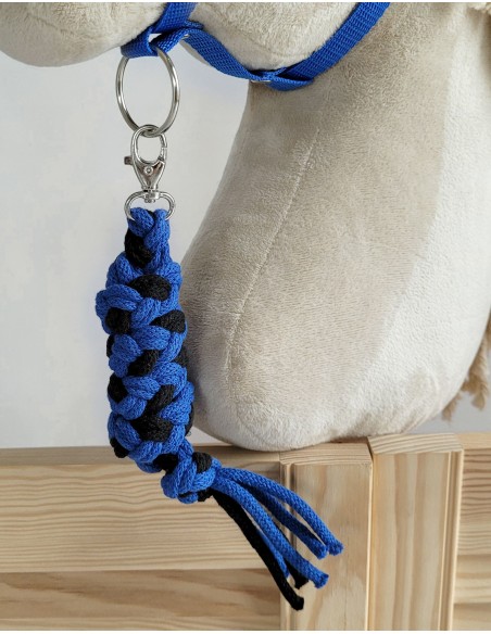 Tether for Hobby Horse made of double-twine cord - black-blue