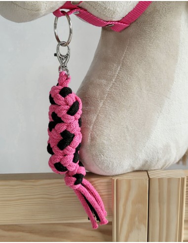 Tether for Hobby Horse made of double-twine cord - black-dark pink