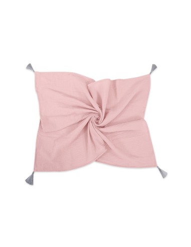 Muslin blanket for kids with tassels - pastel pink