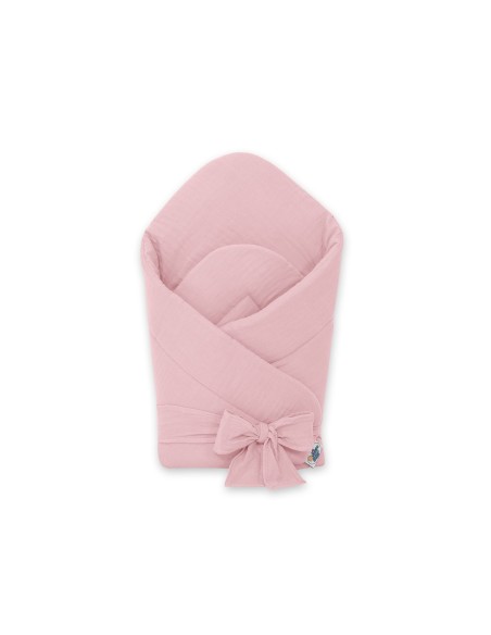 Muslin baby nest with stiffening with bow - pastel pink