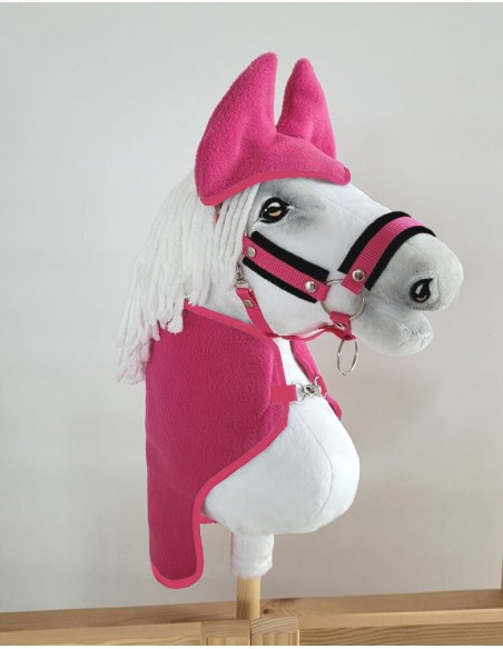 Set for Hobby Horse A3: Fleece blanket + earmuffs - dark pink