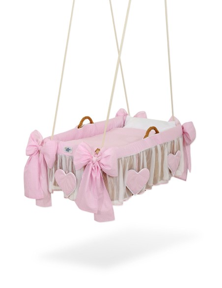 Moses Basket Hanging crib - Pink check