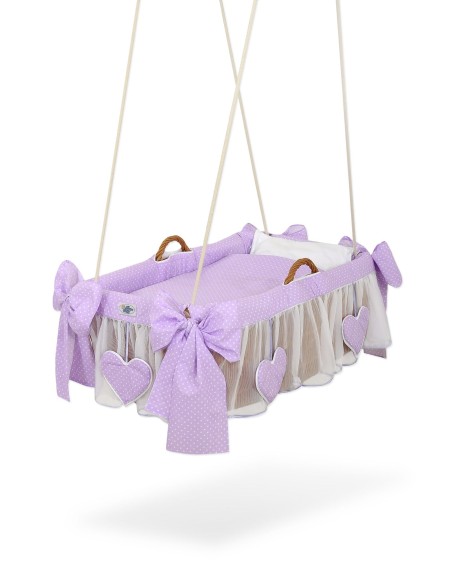 Moses Basket Hanging crib - Purple dots