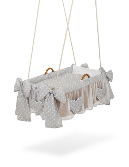 Moses Basket Hanging crib - Grey dots