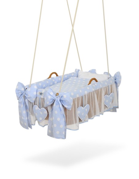 Moses Basket Hanging crib - Light blue dots