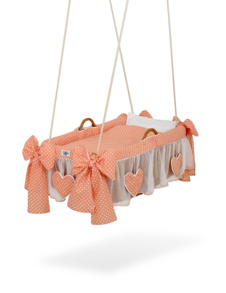 Moses Basket Hanging crib - Peach dots