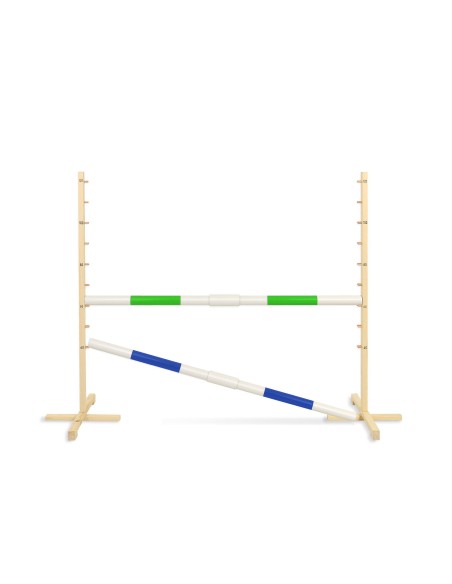 Jumping obstacle for Hobby Horse 160 cm, h-120 cm, with two bars green and blue