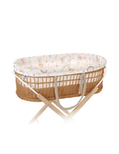 Moses wicker basket in BOHO style with cotton lining - forest softness