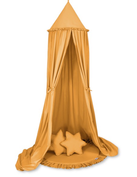 Set: Hanging canopy + Floor play mat + pillows - honey yellow