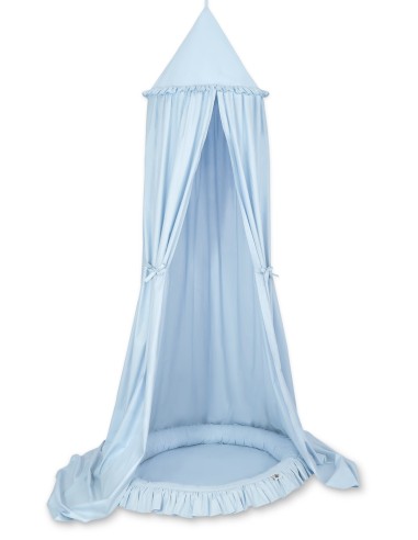 Set: Hanging canopy + Nest with flounce- blue