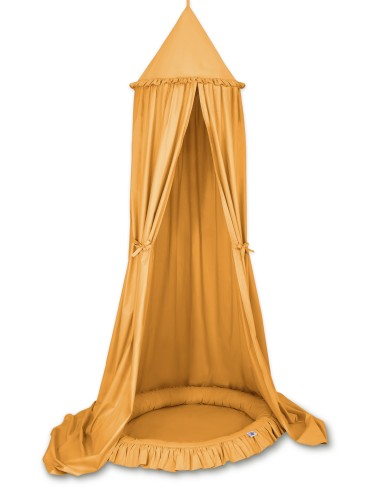 Set: Hanging canopy + Nest with flounce- honey yellow