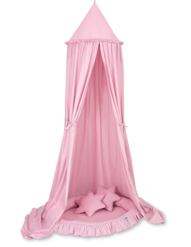 Set: Hanging canopy + Nest with flounce + pillows - pink