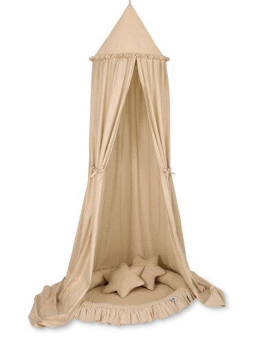 Set: Hanging canopy + Nest with flounce + pillows - beige