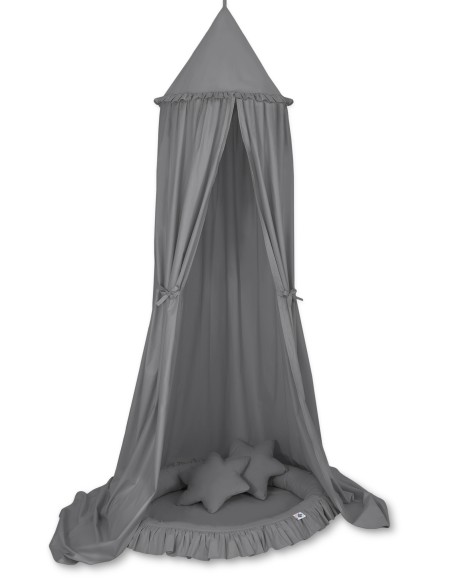 Set: Hanging canopy + Nest with flounce + pillows - anthracite