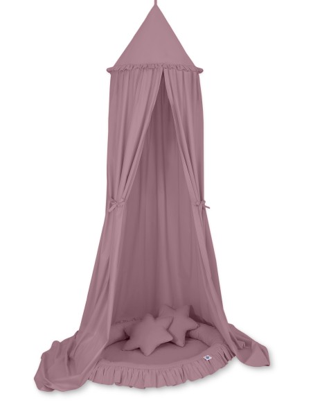 Set: Hanging canopy + Nest with flounce + pillows - pastel violet