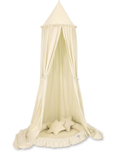 Set: Hanging canopy + Nest with flounce + pillows - cream