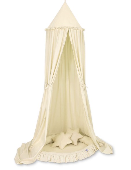 Set: Hanging canopy + Nest with flounce + pillows - cream