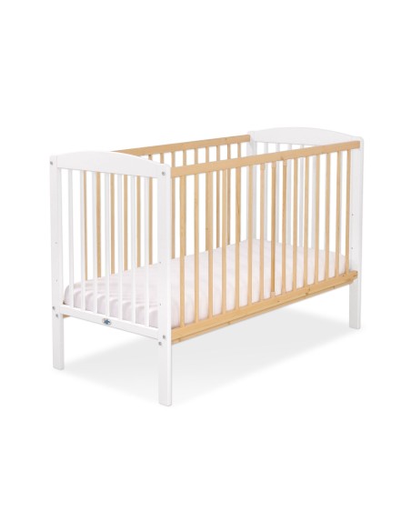 Wooden baby cot 120x60cm Leonardo white - natural wood