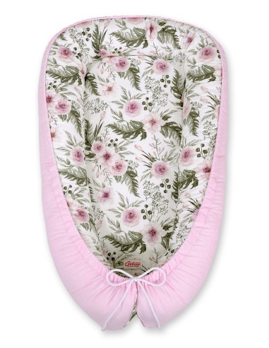 Baby nest double-sided Premium Cocoon for infants MY SWEET BABY- peony flower pink/pink