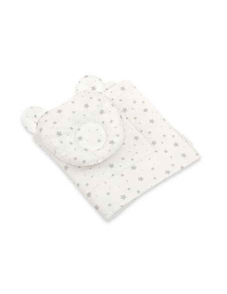 Duvet with pillow Teddy - 2pcs set - mini gray stars