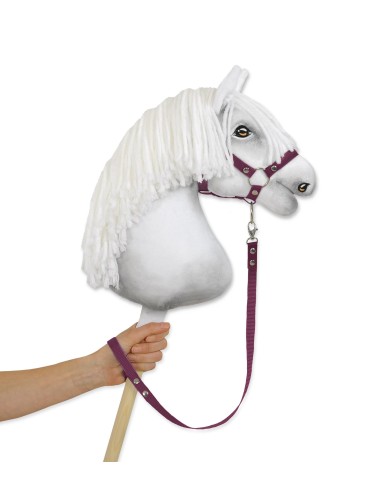 Tether for hobby horse made of webbing tape - plum