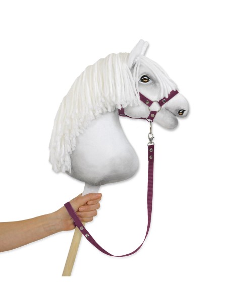 Tether for hobby horse made of webbing tape - plum