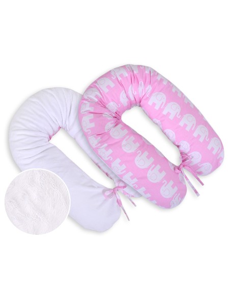 Pregnancy pillow- double-sided-Simple Elephants pink