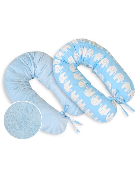 Pregnancy pillow- double-sided-Simple Elephants blue