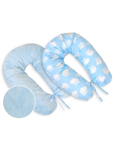 Pregnancy pillow- double-sided-Simple Owls blue